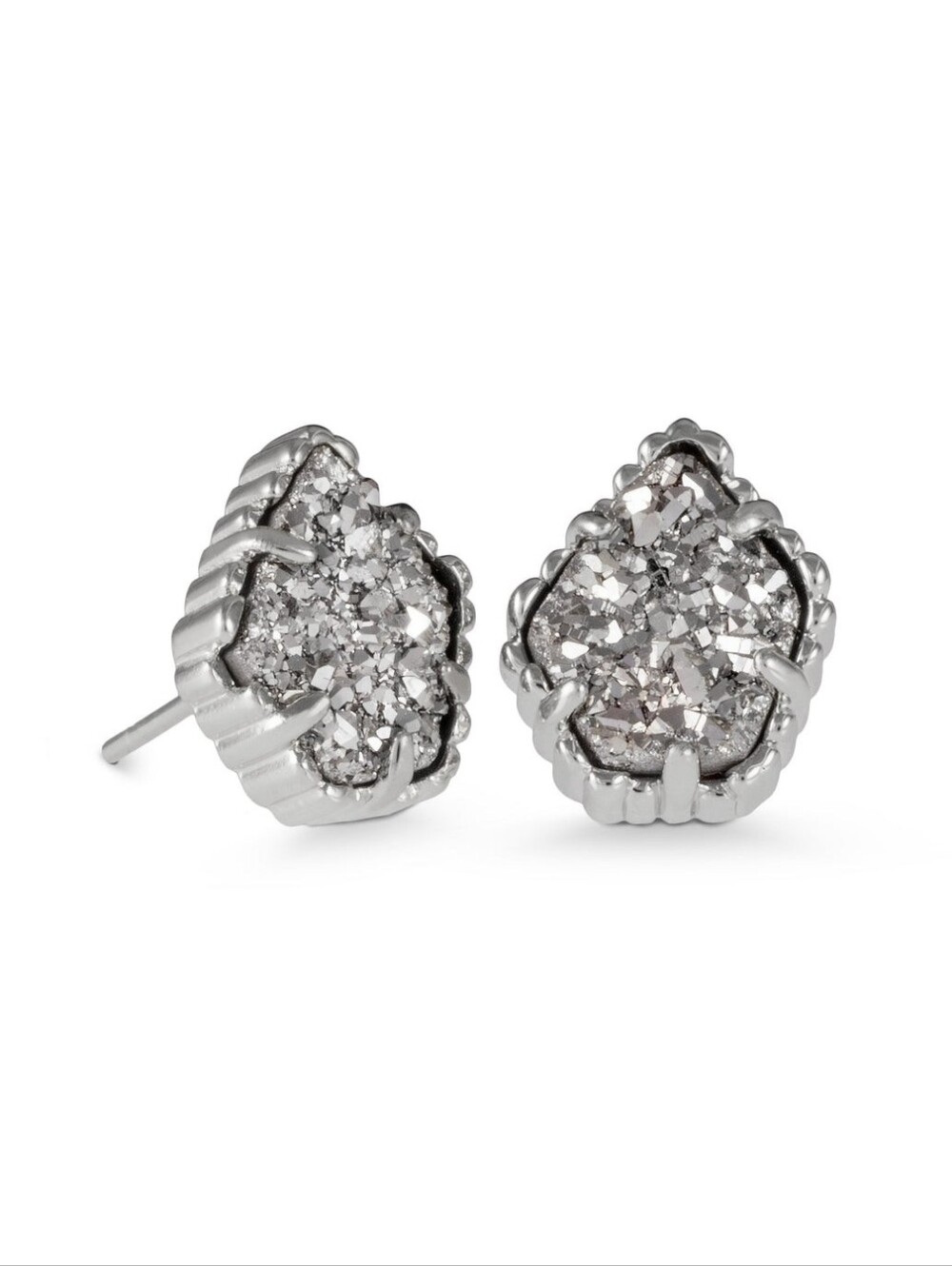 Kendra Scott Tessa Rhodium Platinum Drusy Earrings silver studs New NWT